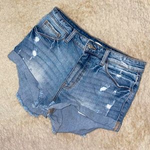 Light Wash High Rise Jean Shorts